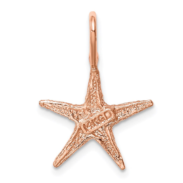 Million Charms 14K Rose Gold Themed Brushed & Diamond-Cut Nautical Starfish Pendant