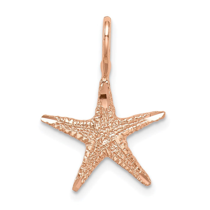 Million Charms 14K Rose Gold Themed Brushed & Diamond-Cut Nautical Starfish Pendant