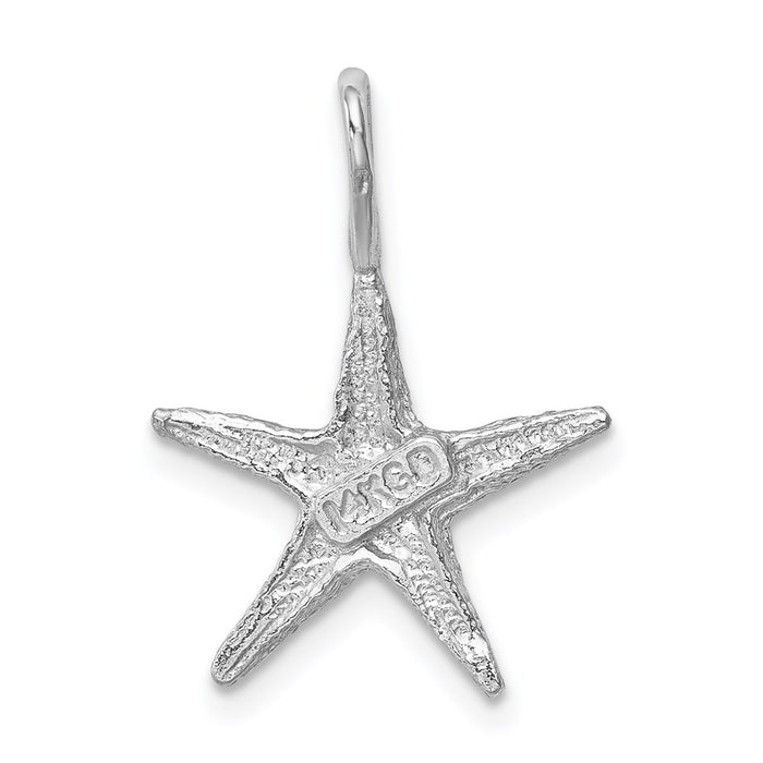 Million Charms 14K White Brushed & Diamond-Cut Nautical Starfish Pendant