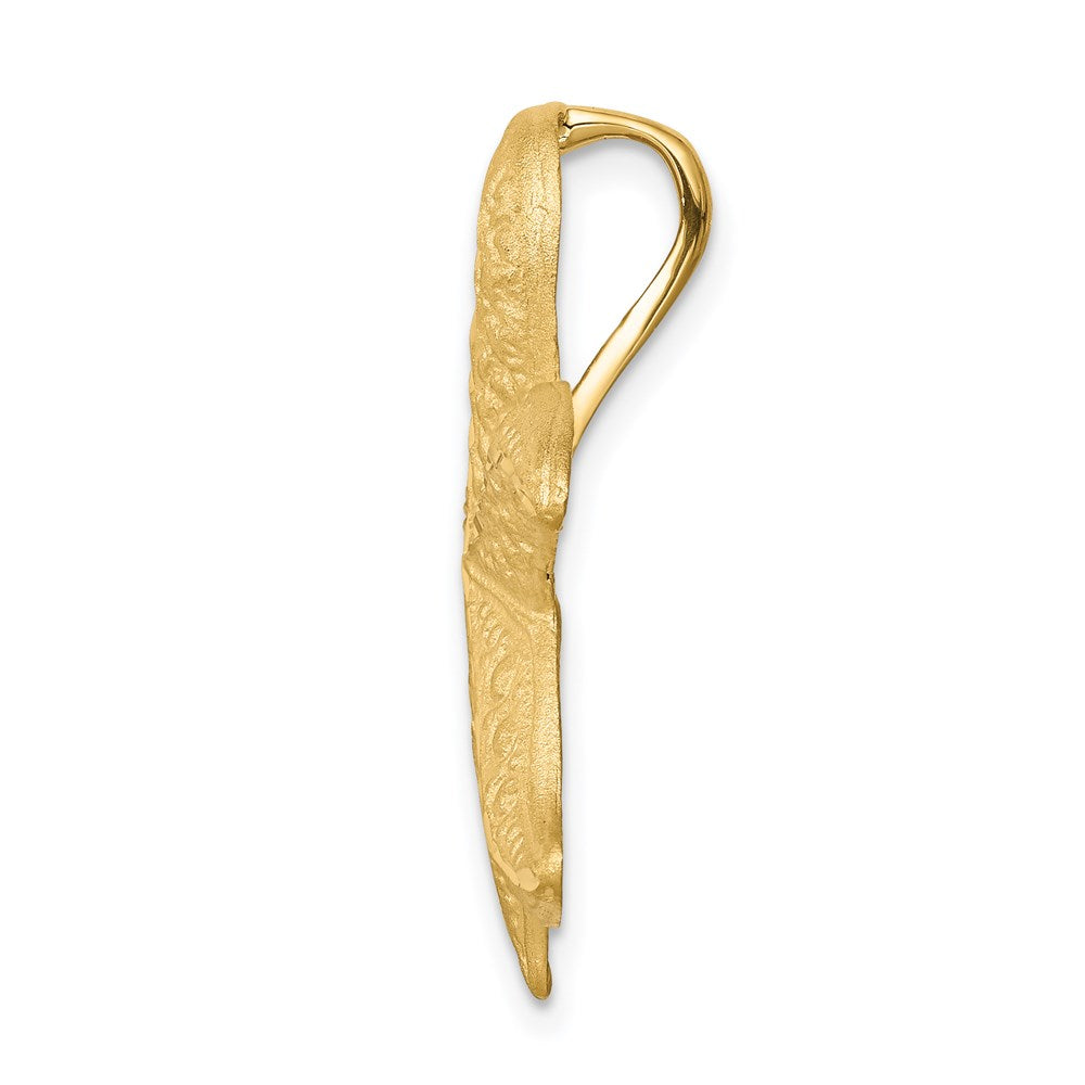 Million Charms 14K Yellow Gold Themed Brushed & Diamond-Cut Nautical Starfish Slide