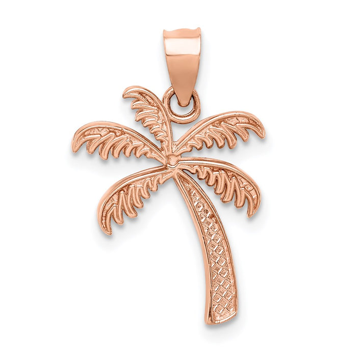 Million Charms 14K Rose Gold Themed Polished Palm Tree Pendant