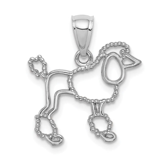 Million Charms 14K White Polished Poodle Outline Pendant