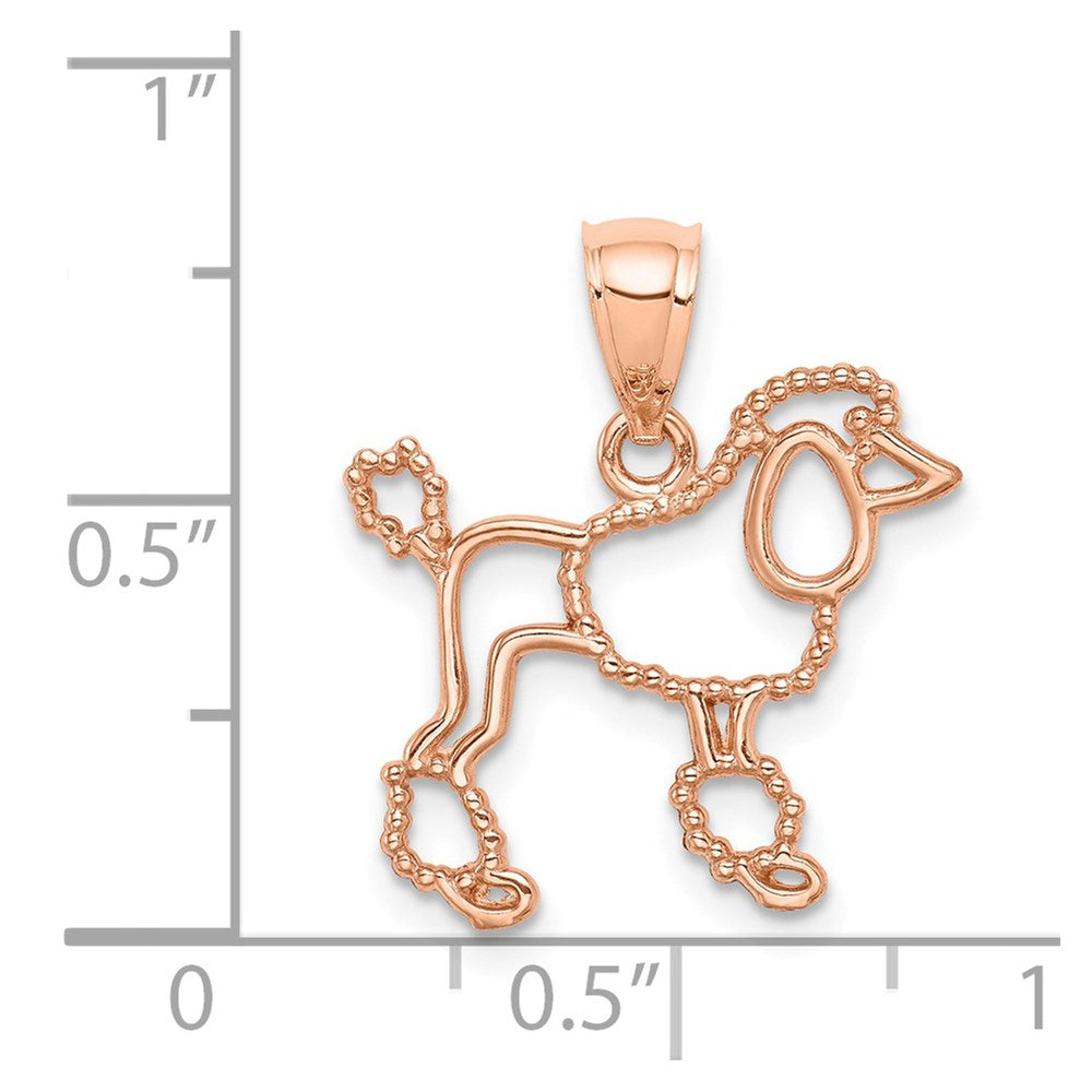 Million Charms 14K Rose Gold Themed Polished Poodle Outline Pendant