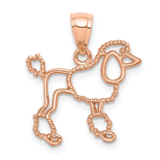Million Charms 14K Rose Gold Themed Polished Poodle Outline Pendant
