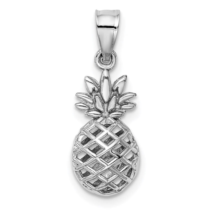 Million Charms 14K White Polished 3D Pineapple Pendant