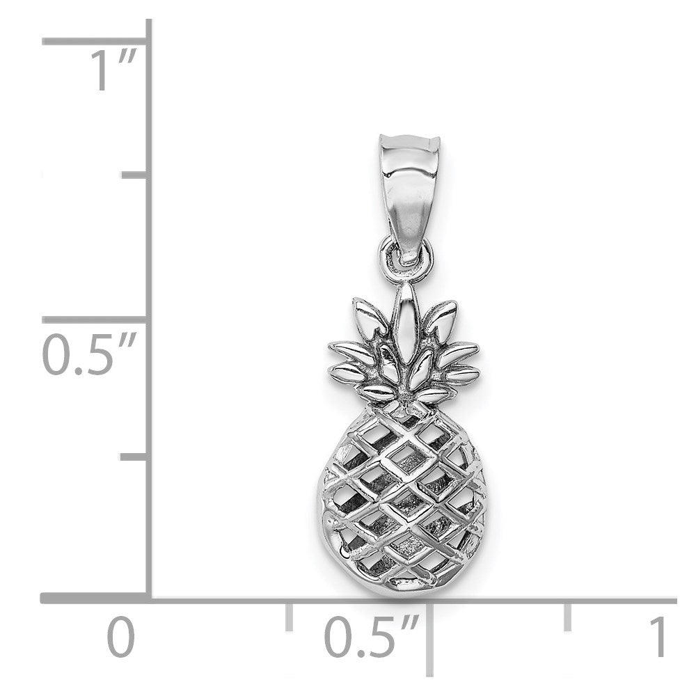 Million Charms 14K White Polished 3D Pineapple Pendant