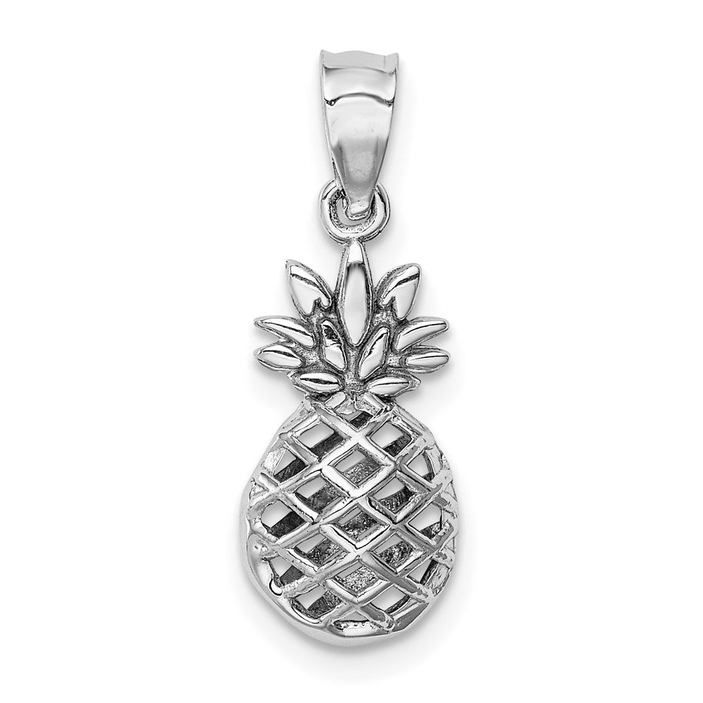 Million Charms 14K White Polished 3D Pineapple Pendant