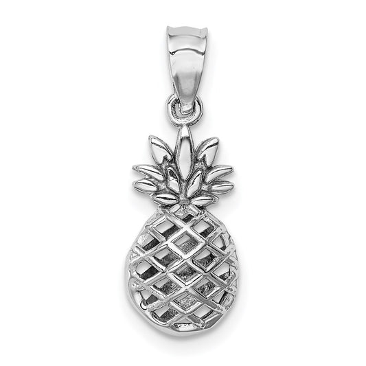 Million Charms 14K White Polished 3D Pineapple Pendant