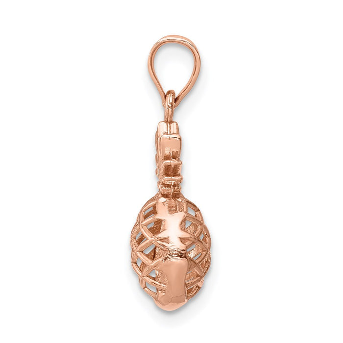 Million Charms 14K Rose Gold Themed Polished 3D Pineapple Pendant