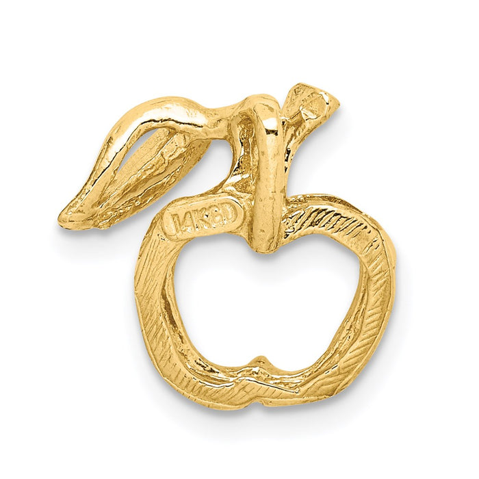 Million Charms 14K Yellow Gold Themed Polished Cut-Out Apple Chain Slide