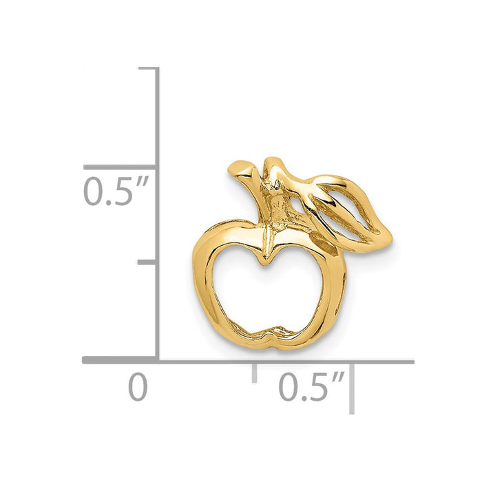 Million Charms 14K Yellow Gold Themed Polished Cut-Out Apple Chain Slide