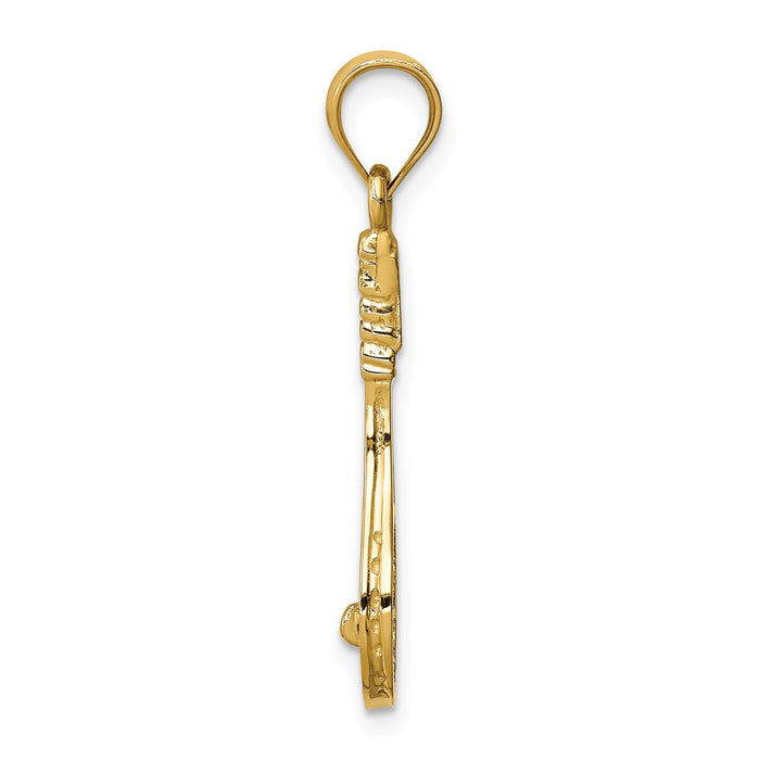 Million Charms 14K Yellow Gold Themed Polished Sports Tennis Racket Pendant