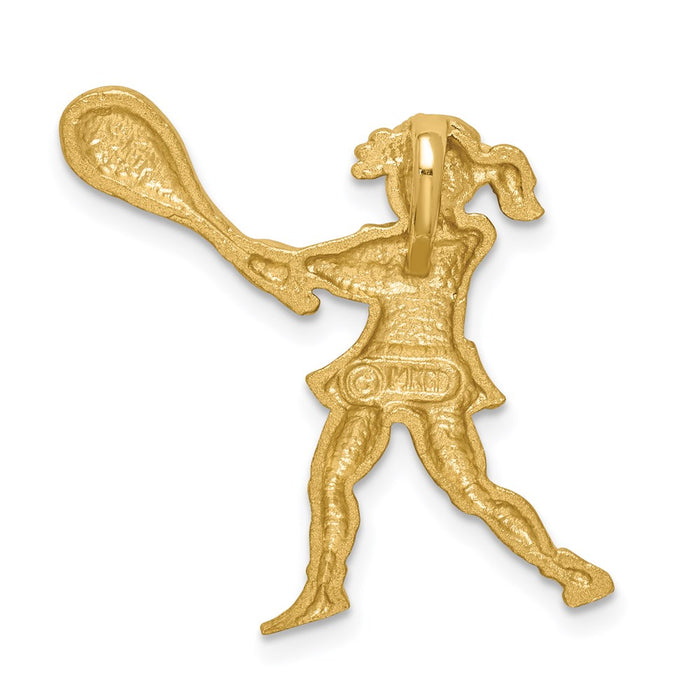 Million Charms 14K Yellow Gold Themed Brushed & Diamond-Cut Sports Tennis Player Chain Slide