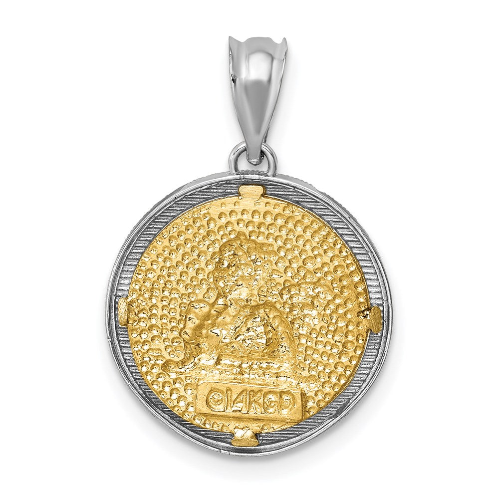 Million Charms 14K Two-Tone Polished & Diamond-Cut Bezel Angel Pendant