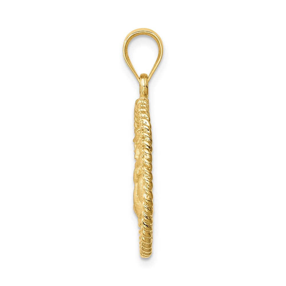Million Charms 14K Yellow Gold Themed Brushed Angel Pendant