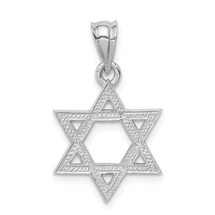 Million Charms 14K White Polished Religious Jewish Star Of David Pendant