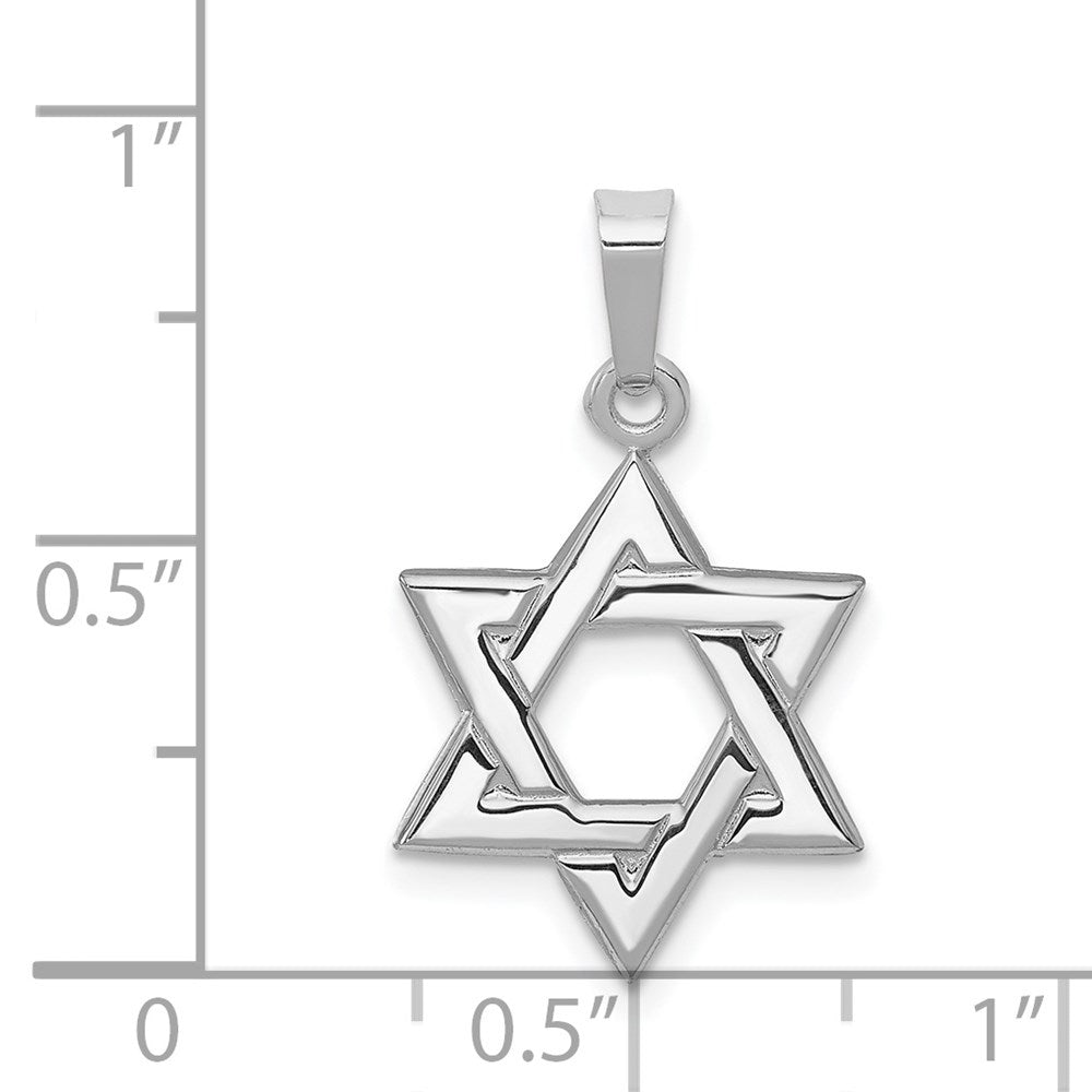 Million Charms 14K White Polished Religious Jewish Star Of David Pendant