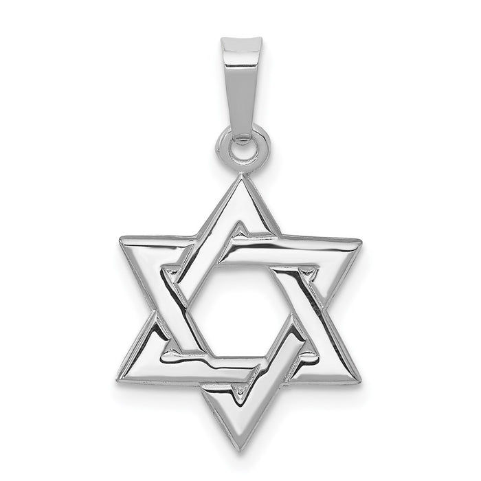 Million Charms 14K White Polished Religious Jewish Star Of David Pendant