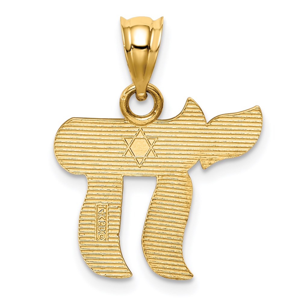 Million Charms 14K Yellow Gold Themed Polished Chai Pendant