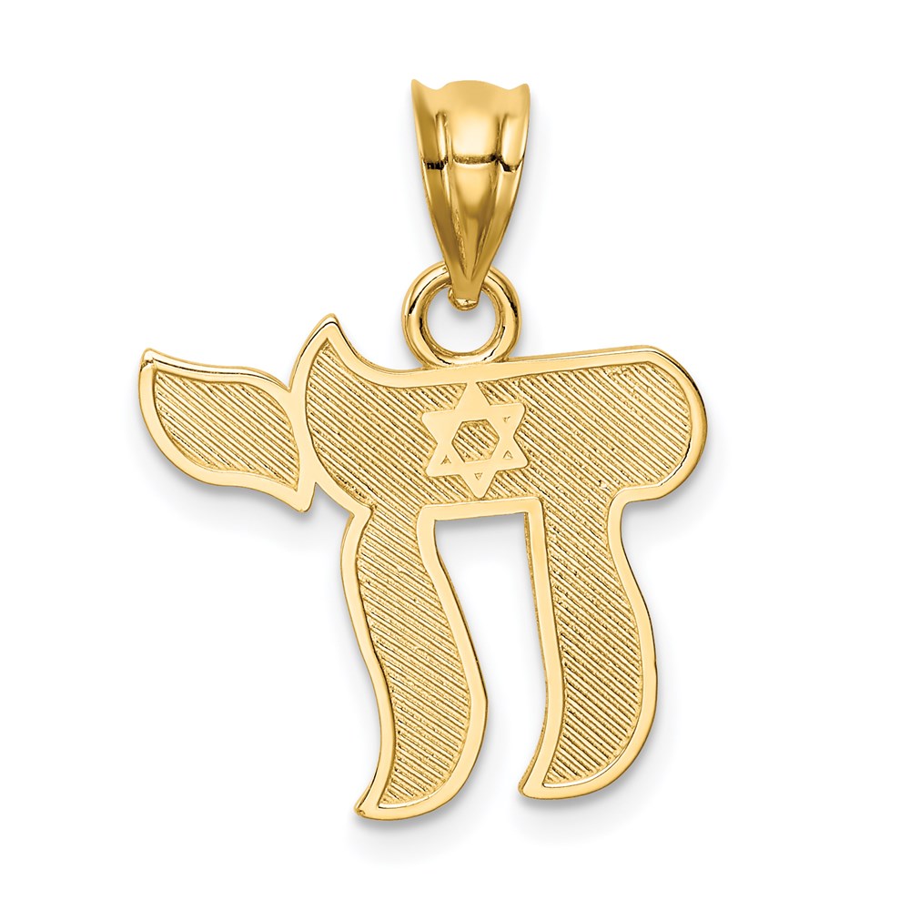 Million Charms 14K Yellow Gold Themed Polished Chai Pendant