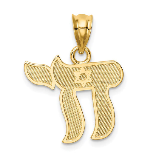 Million Charms 14K Yellow Gold Themed Polished Chai Pendant