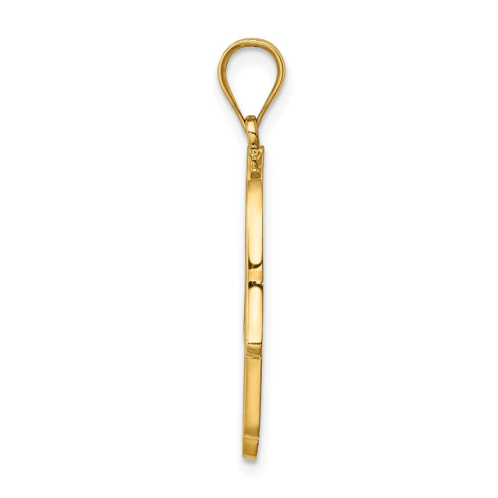 Million Charms 14K Yellow Gold Themed Polished, Enameled Hamsa Pendant