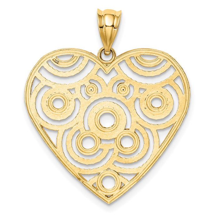 Million Charms 14K Yellow Gold Themed Polished & Diamond-Cut Heart Pendant
