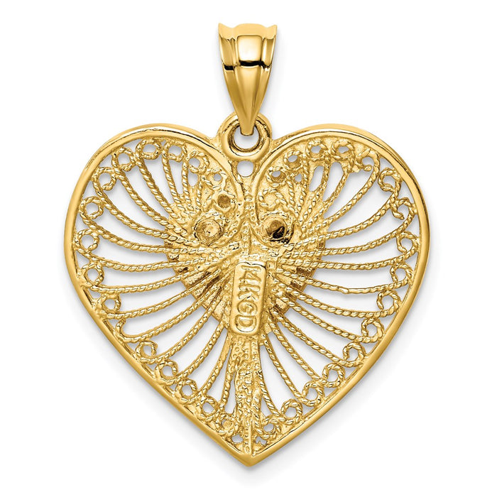 Million Charms 14K Two-Tone Brushed & Polished Heart Pendant