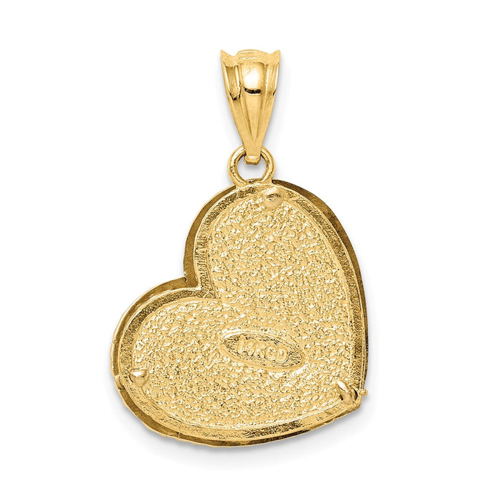 Million Charms 14K Two-Tone Polished & Diamond-Cut Hollow Heart Pendant