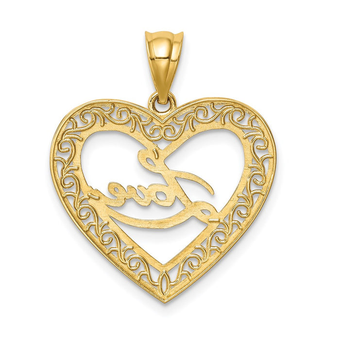 Million Charms 14K Yellow Gold Themed With Rhodium-plated Heart Love Pendant