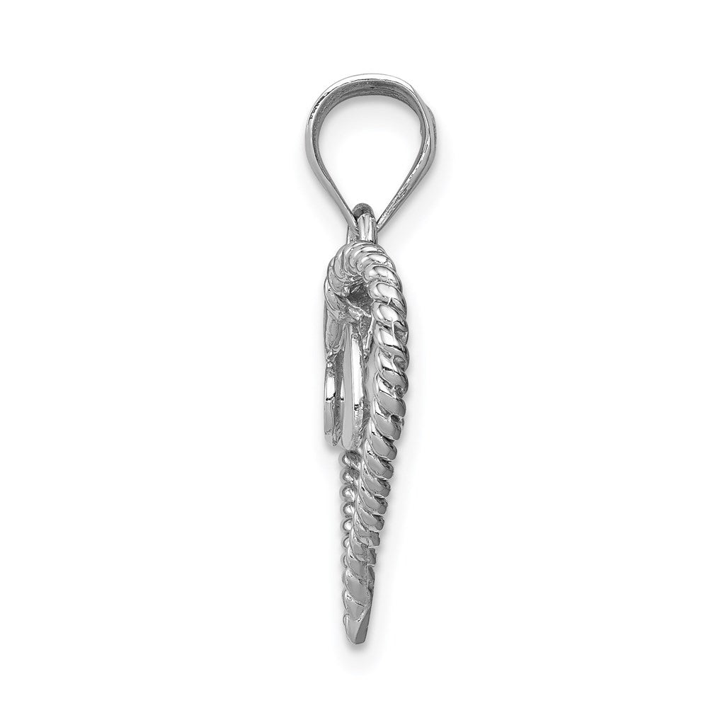 Million Charms 14K White Polished & Twisted Heart Pendant