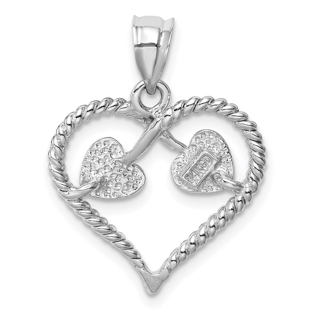 Million Charms 14K White Polished & Twisted Heart Pendant