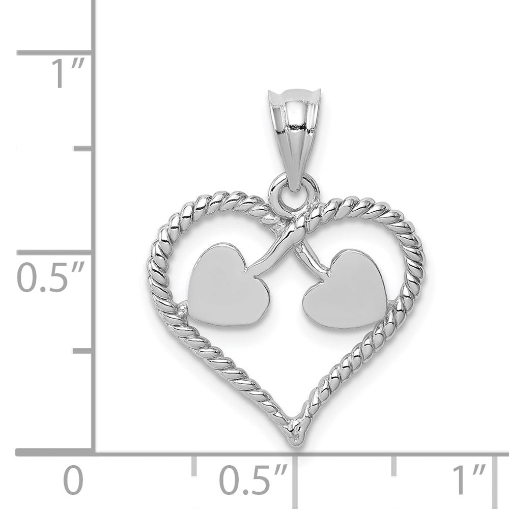 Million Charms 14K White Polished & Twisted Heart Pendant