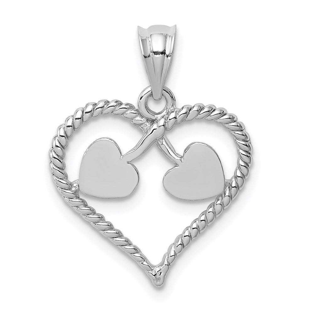 Million Charms 14K White Polished & Twisted Heart Pendant