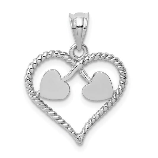 Million Charms 14K White Polished & Twisted Heart Pendant