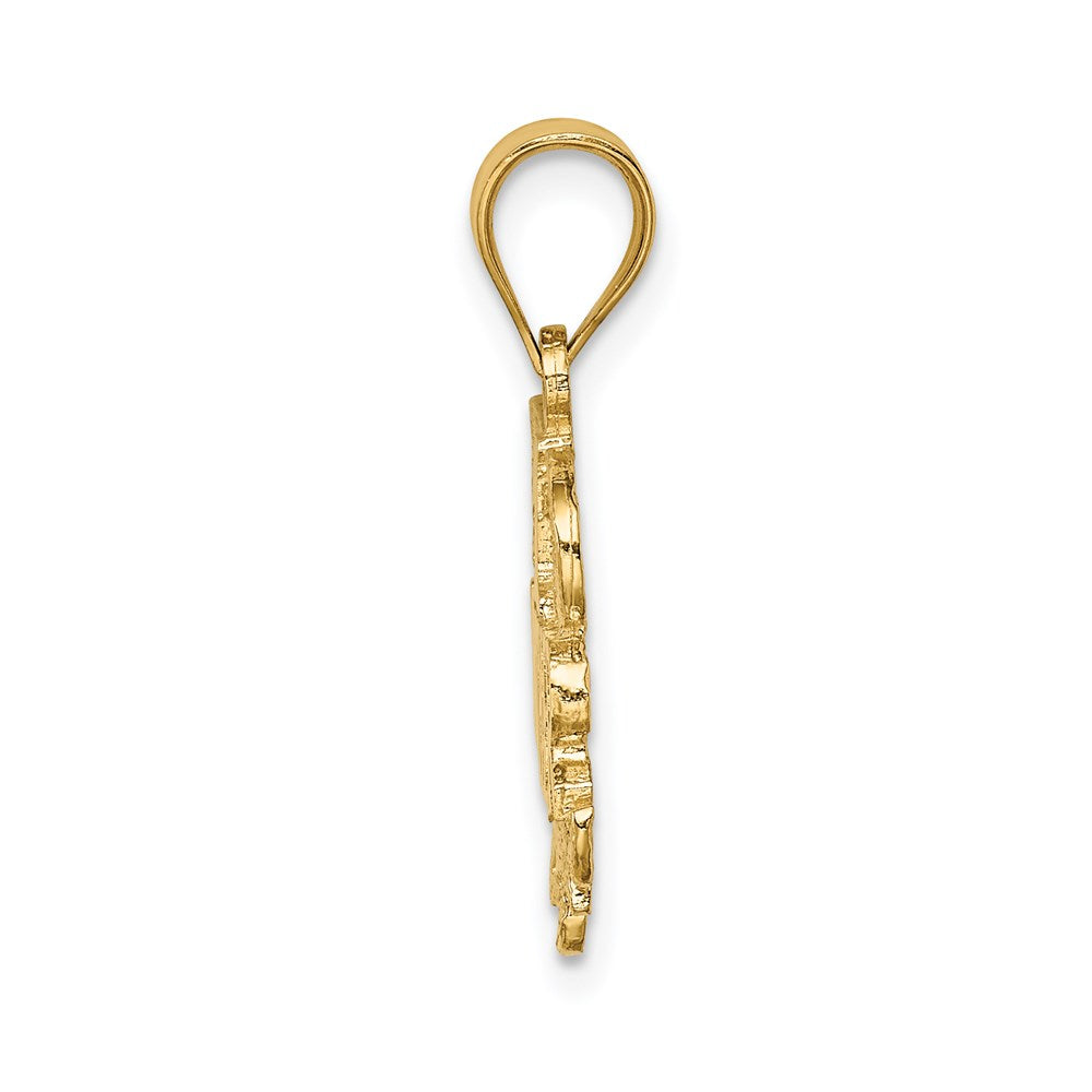 Million Charms 14K Yellow Gold Themed Polished & Textured #1 Mother Pendant