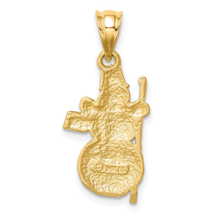 Million Charms 14K Yellow Gold Themed Diamond-Cut Brushed & Polished Snowman Pendant