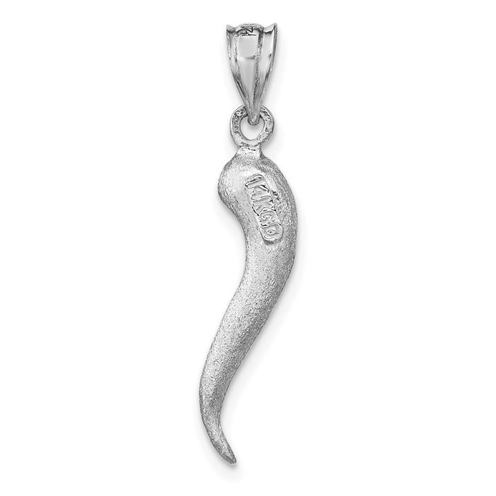 Million Charms 14K White Brushed 3D Italian Horn Pendant