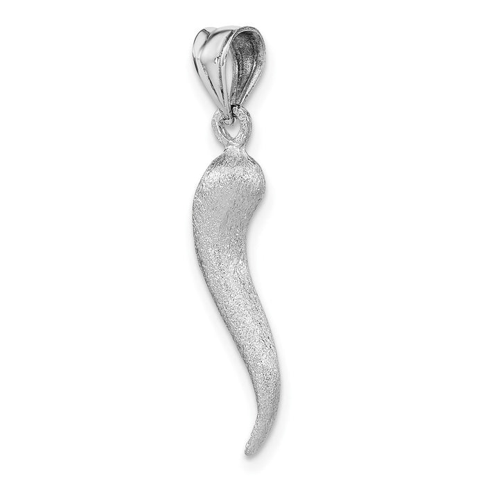 Million Charms 14K White Brushed 3D Italian Horn Pendant