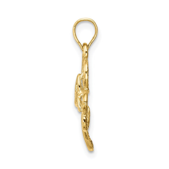 Million Charms 14K Yellow Gold Themed Polished Trininty Lucky Clover  Pendant