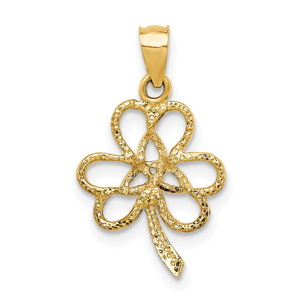 Million Charms 14K Yellow Gold Themed Polished Trininty Lucky Clover  Pendant