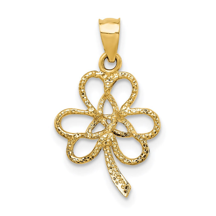 Million Charms 14K Yellow Gold Themed Polished Trininty Lucky Clover  Pendant