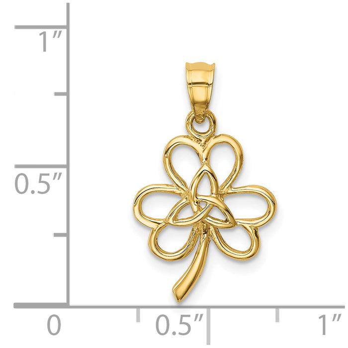 Million Charms 14K Yellow Gold Themed Polished Trininty Lucky Clover  Pendant