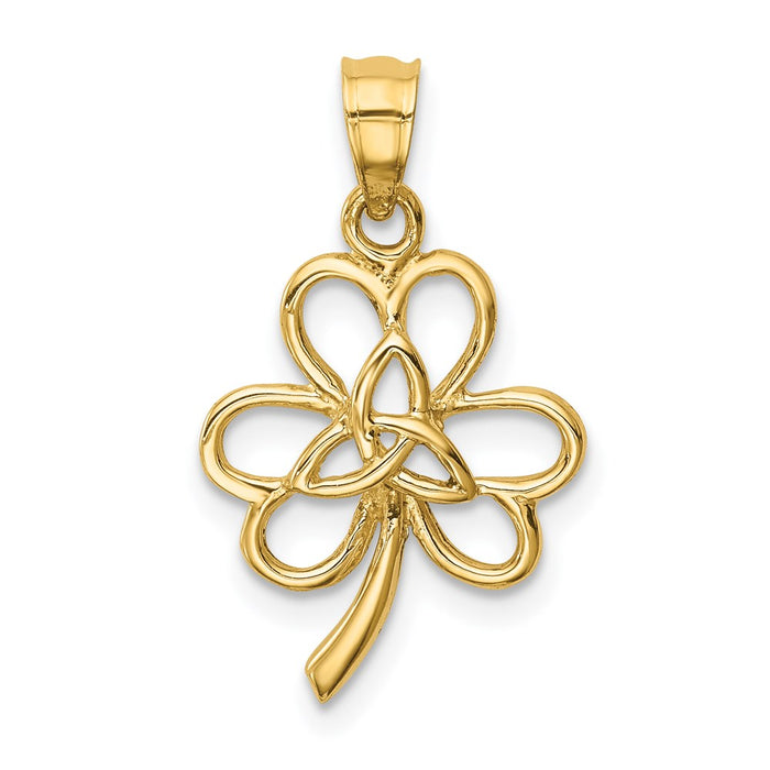 Million Charms 14K Yellow Gold Themed Polished Trininty Lucky Clover  Pendant