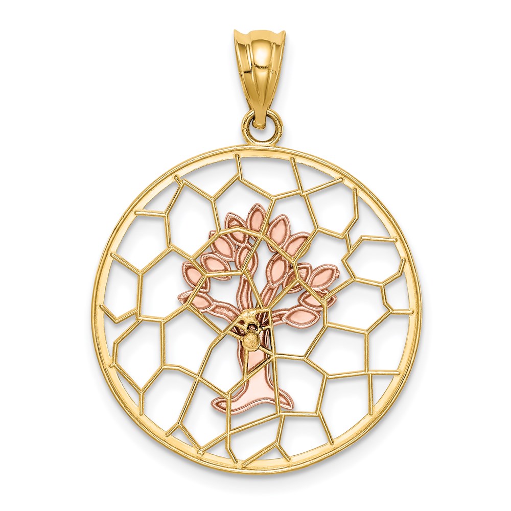 Million Charms 14K Two-Tone Brushed & Polished Tree Of Life Pendant