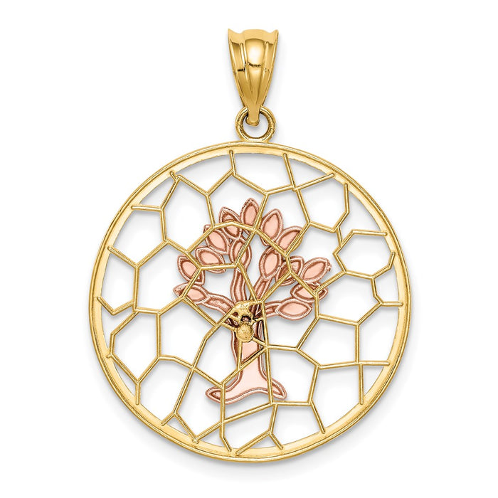 Million Charms 14K Two-Tone Brushed & Polished Tree Of Life Pendant