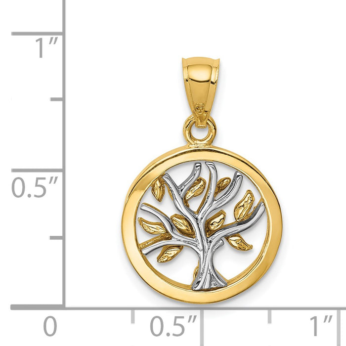 Million Charms 14K Two-Tone Polished Tree Of Life Pendant