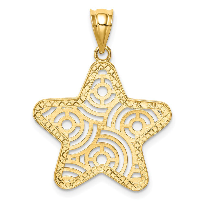 Million Charms 14K Yellow Gold Themed With Rhodium-plated Diamond-Cut Star Pendant