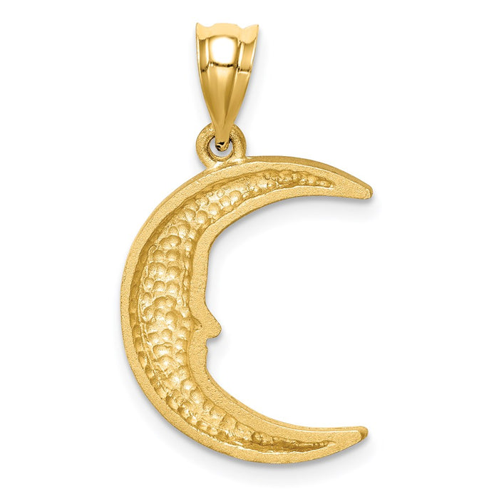 Million Charms 14K Yellow Gold Themed Satin Diamond-Cut Moon Pendant