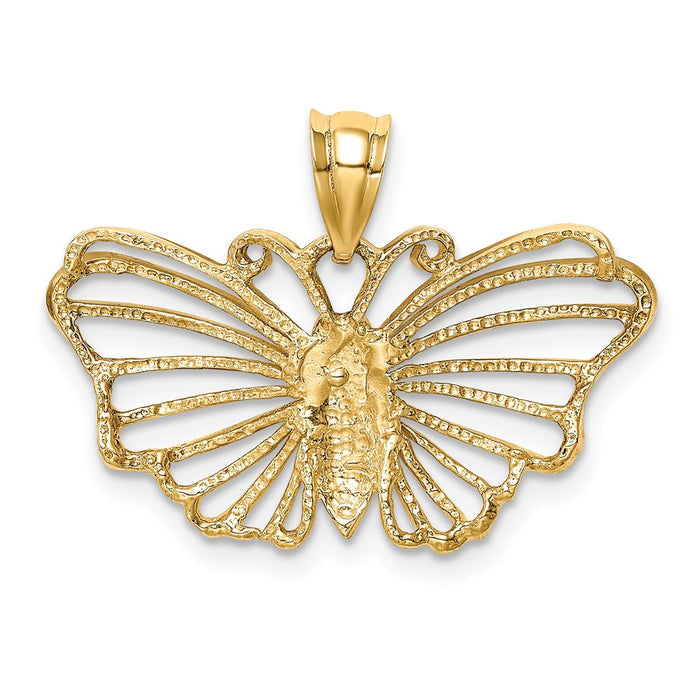 Million Charms 14K Yellow Gold Themed Polished Butterfly Pendant